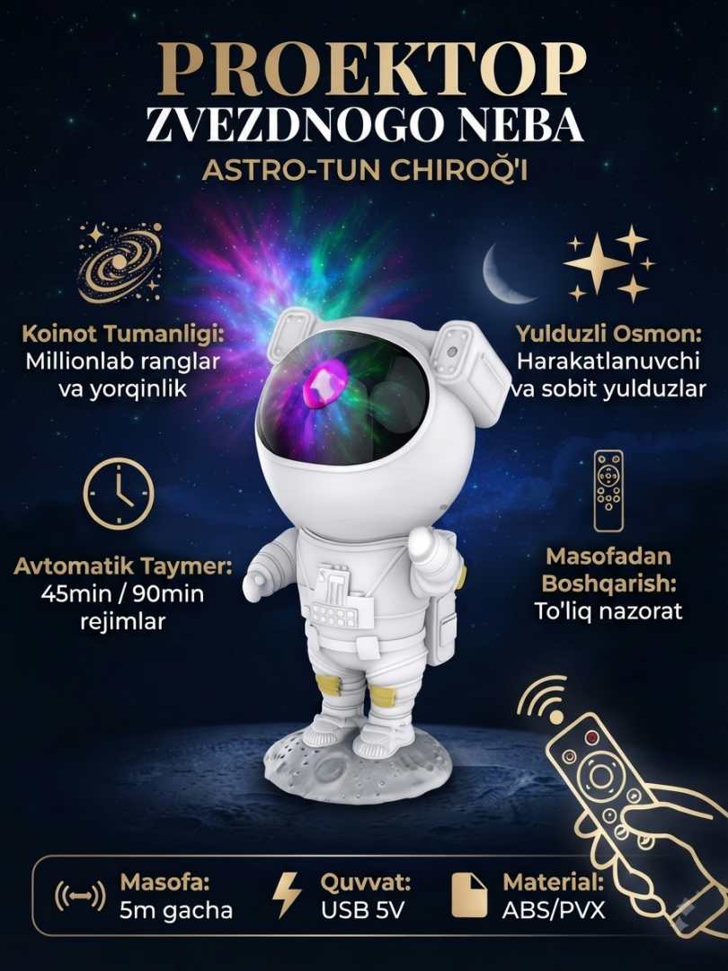 Kosmonavt shaklidagi yulduzli osmon proektori o4-7p