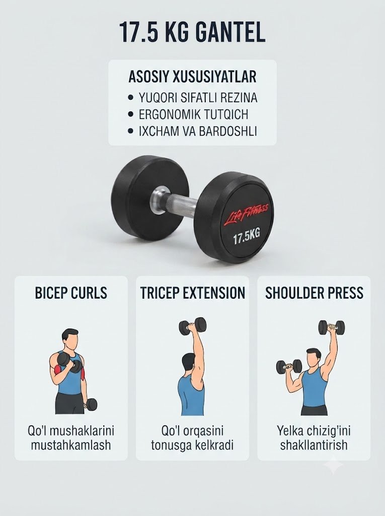 Life Fitness 17.5 KG Ergonomik Rezinali Gantel  16942