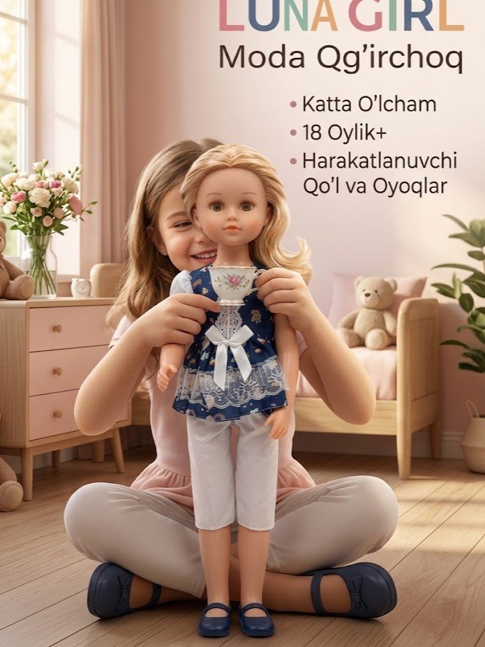 Katta o'lchamli qo'g'irchoq — "Luna Girl", zamonaviy kiyimda  g120d   17822