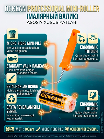 Ockean professional mini bo'yoq valigi (10 sm) – Sifatli ta'mirlash uchun ishonchli yordamchi  16113