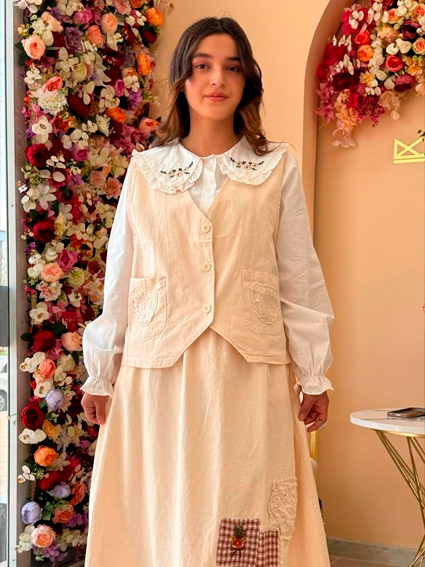 Boho va vintaj uslubidagi ayollar uchlik kostyumi b.7q.142d 15357