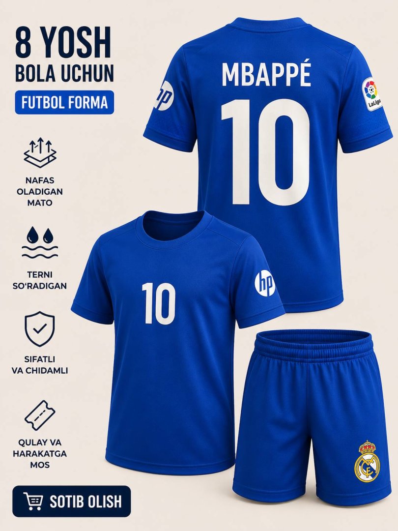 Yosh futbol ishqibozlari uchun zamonaviy sport kiyim to'plami. b11q482d