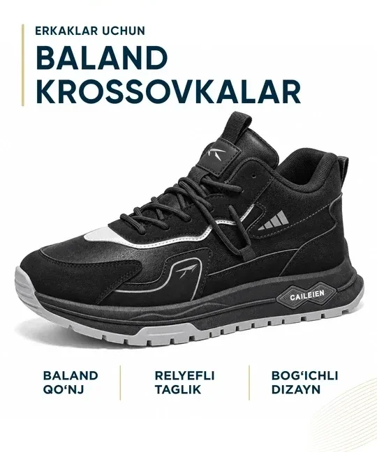 Erkaklar krossovkalari DISHER Terravolt, baland krossovkalar, 39–44, qalin taglikli