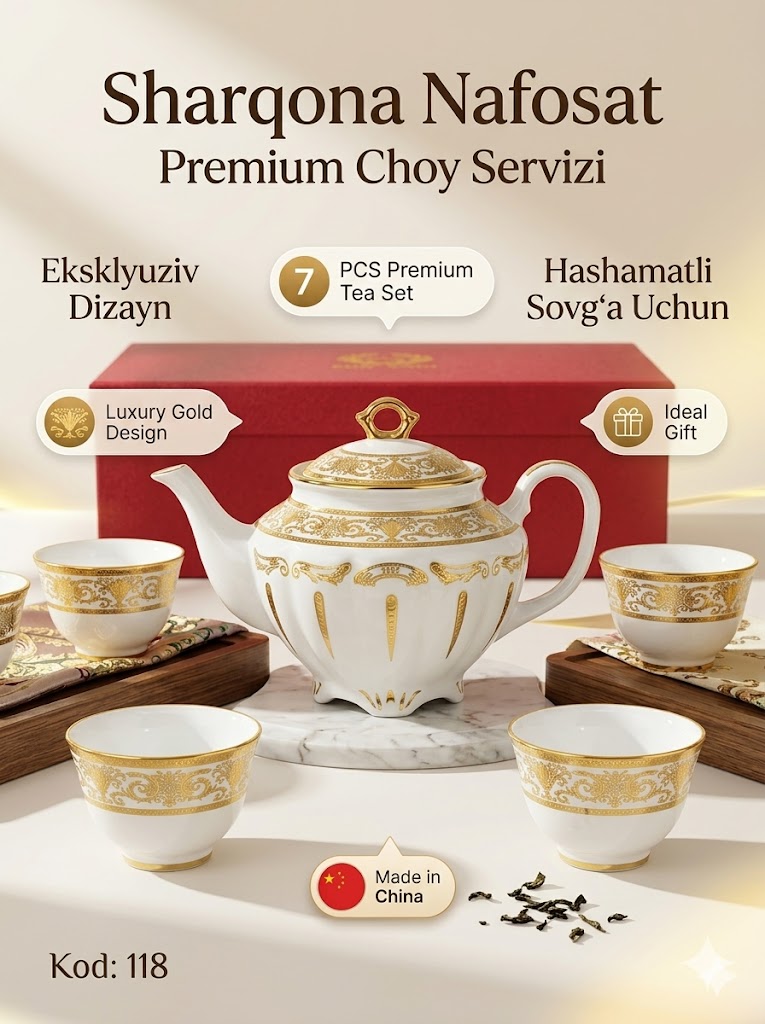 Chitoy chinnisi – 7 qismli premium choy servizi    Читой чинниси – 7 қисмли премиум чой сервизи (Код: 118) C1Q47D