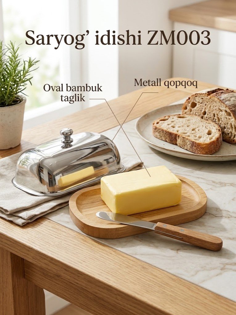 Saryog' idishi — bambuk taglik va metall qopqoqli   c1q707d   17592