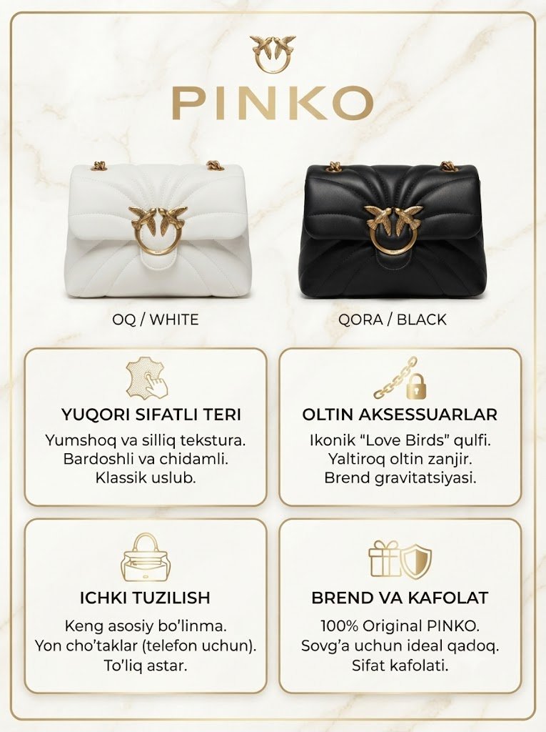 PINKO Love Birds Hasamatli Ayollar Sumkasi – Nafosat va Brend Uslubi  17245