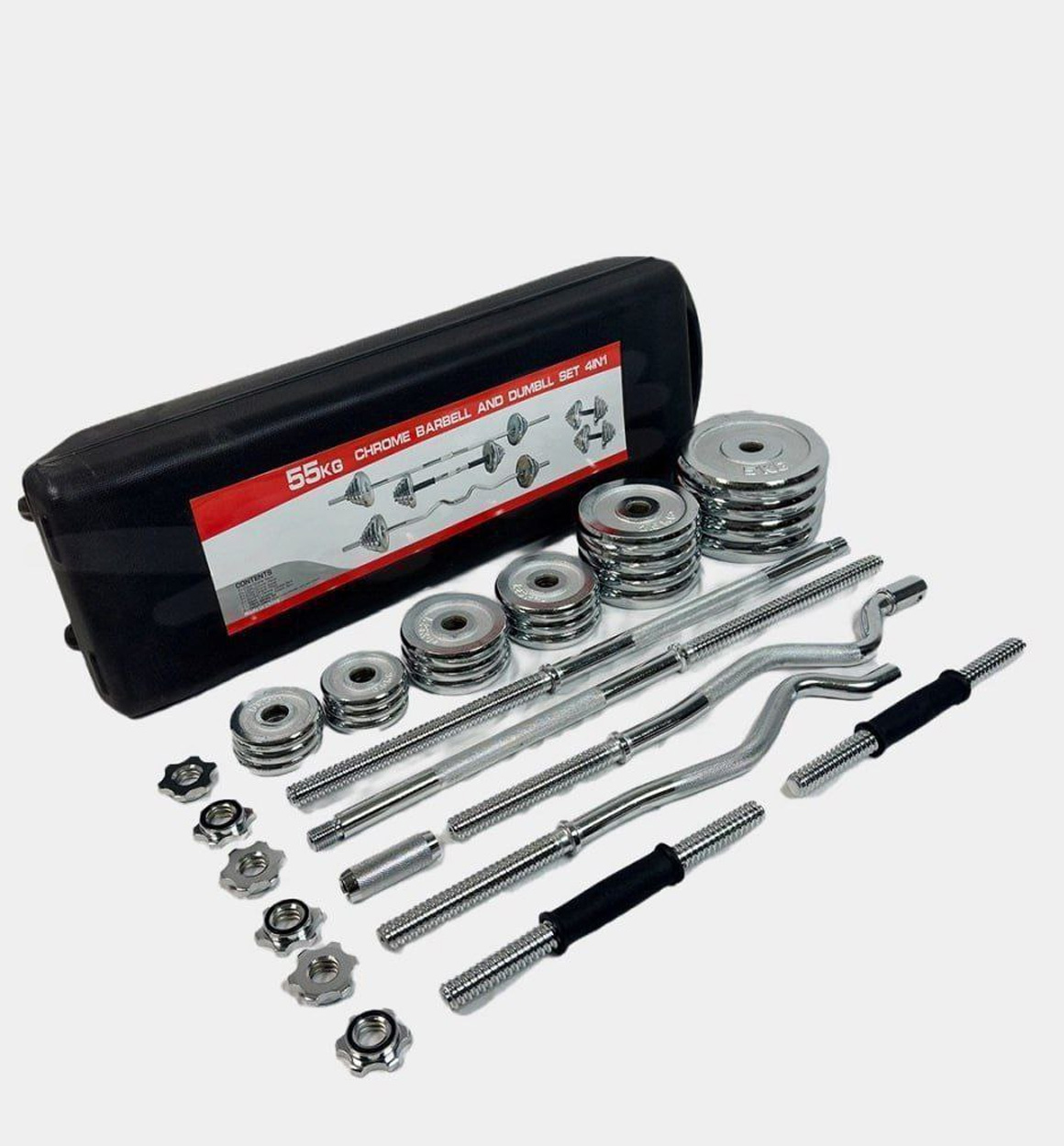 55 kg Chrome Barbell and Dumbbell Set aRb106d