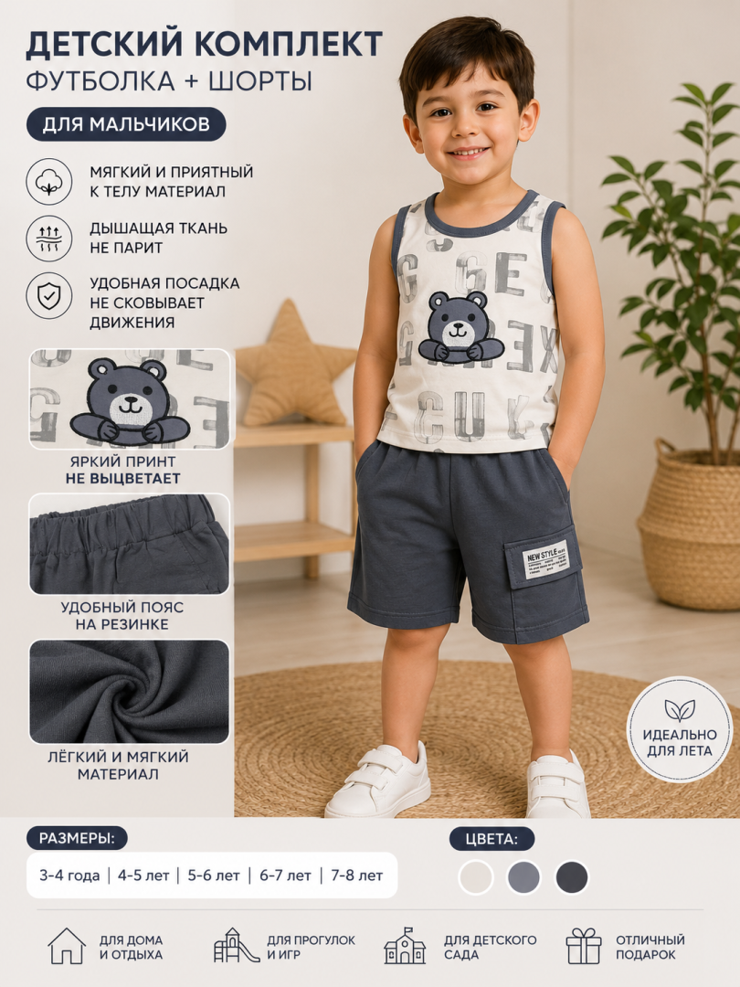 Bolalar uchun futbolka va shortik komplekti b.11q.482d 15384