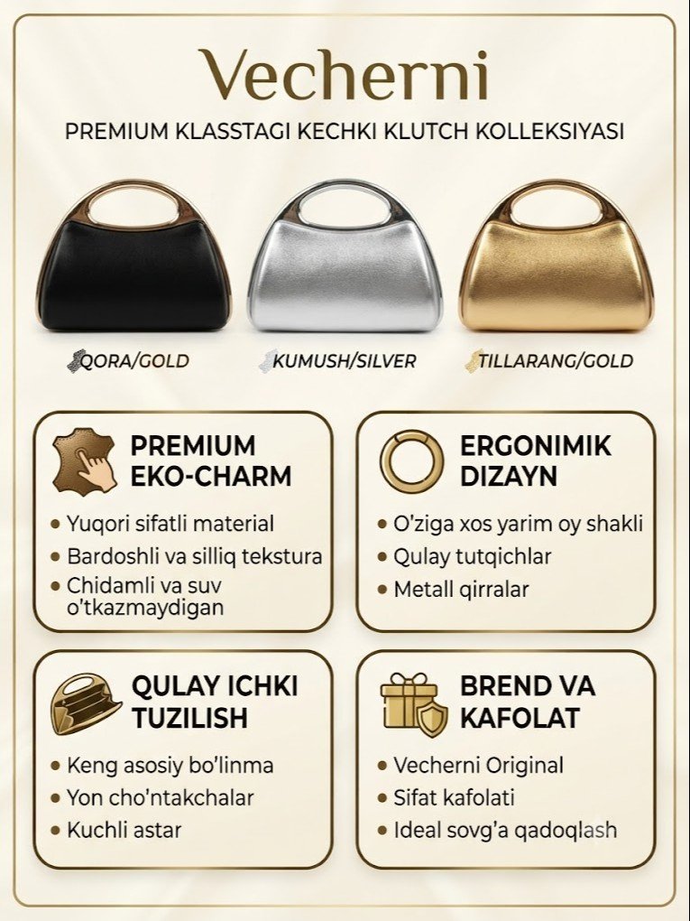 Vecherni Premium Kechki Klutch Sumkasi – Nafosat va Joziba  17247
