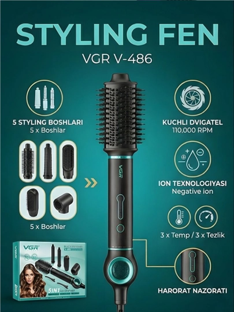 VGR V-495 professional 4 in 1 hot air styler al