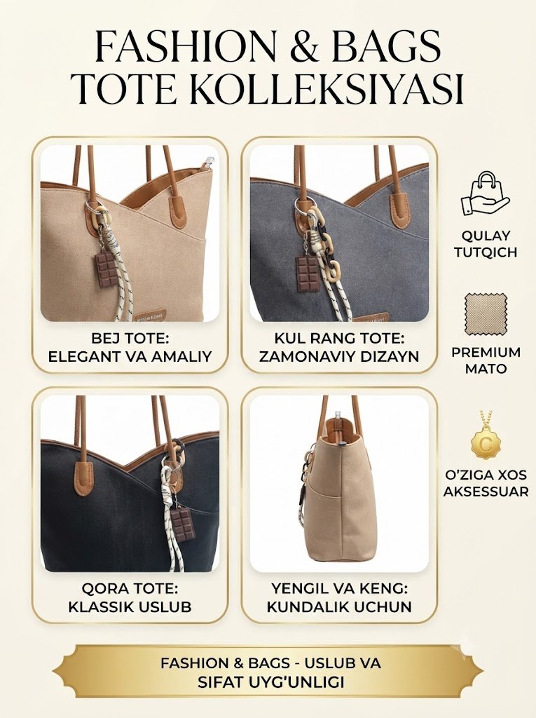 FASHION & BAGS Premium Tote Sumkasi – Uslub va Qulaylik Uyg‘unligi  17261
