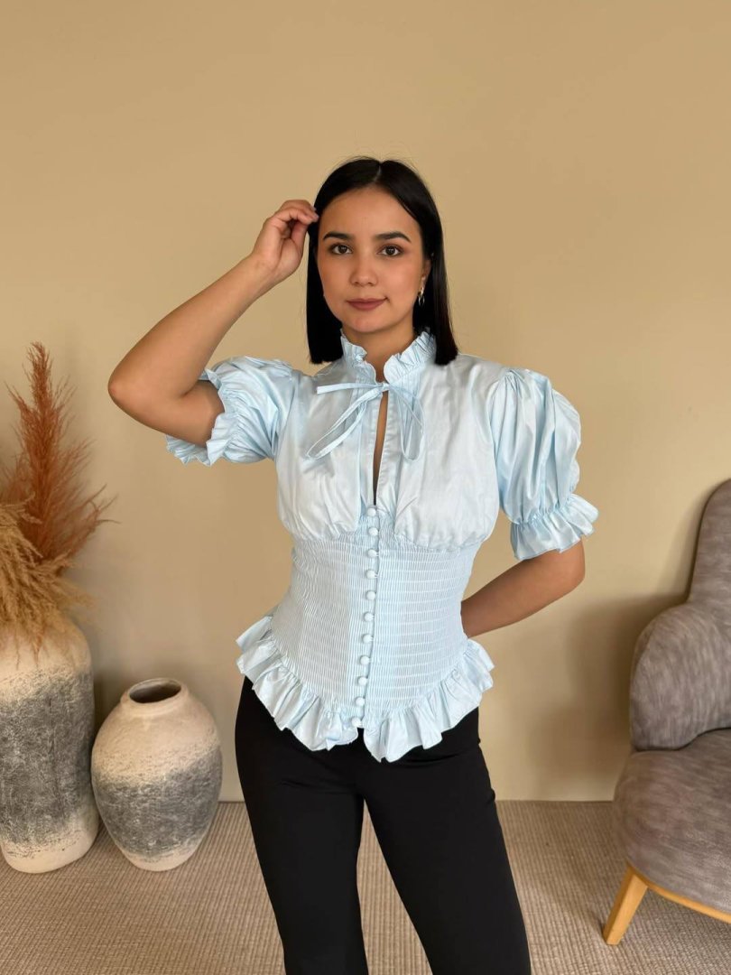 Ayollar uchun korsetli bluzka — balon yengli, Xitoy, o'lcham M-L  b5q285d 15250