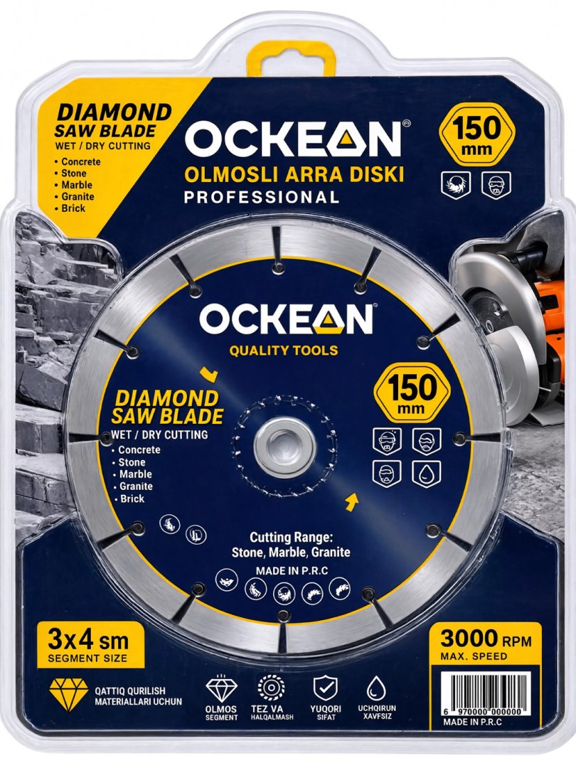 OCKEAN Professional Olmosli Arra Diski (Diamond Saw Blade)  150 mm  15166