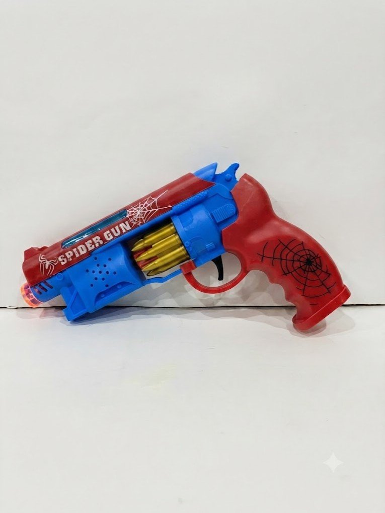 O'yinchoq revolver pistolet — o'rgimchak to'ri naqshli (superqahramon uslubidagi)    g103d   17528