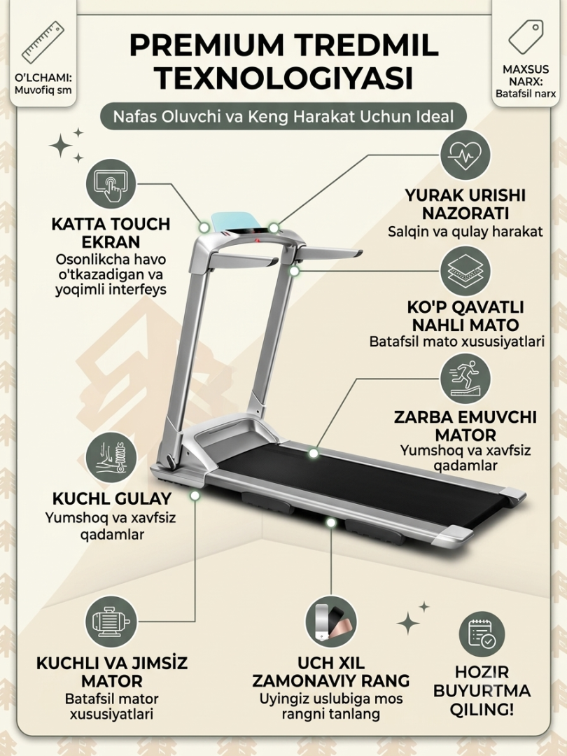Yugurish yo‘lagi Begavoy Dorojka Q2C | 150 kg gacha yuk ko‘taradigan uy uchun elektr trenajyor (3 oylik kafolat bilan)   18876   c.2q.23d