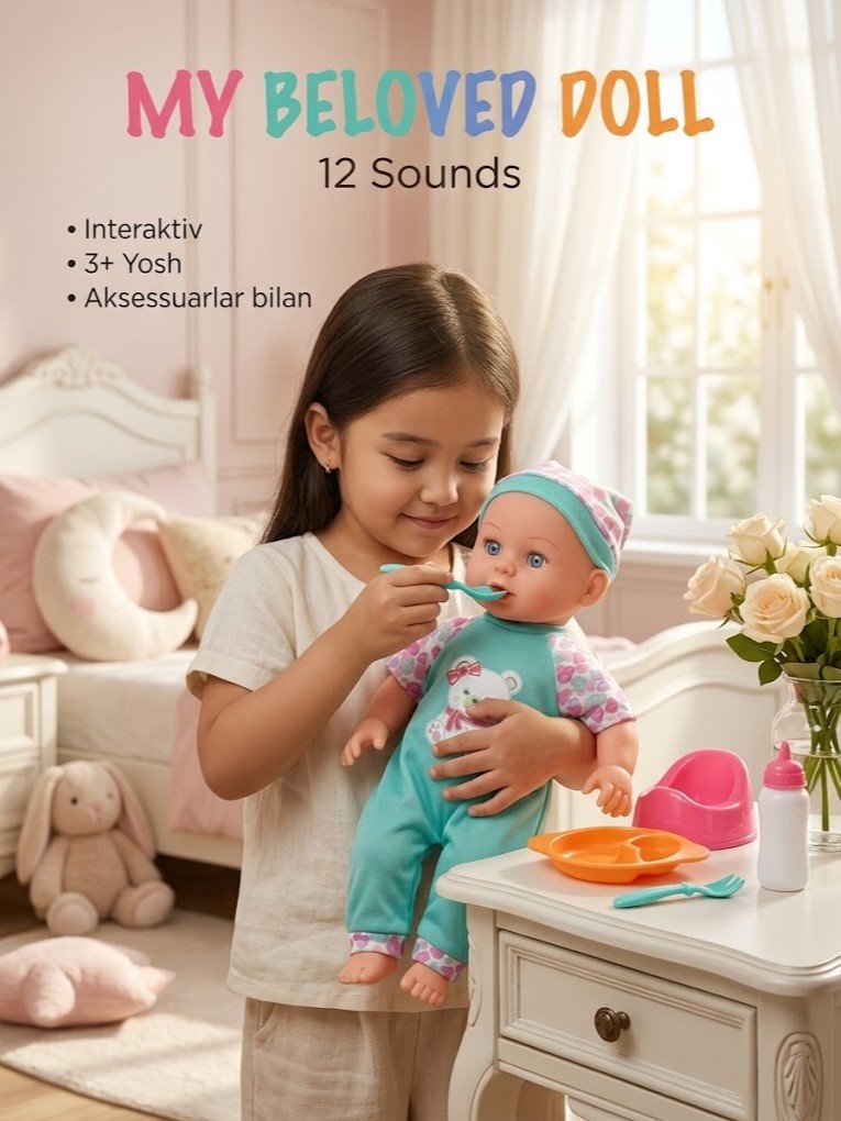 Interaktiv qo'g'irchoq — "My Beloved Doll", 12 xil tovushli, aksessuarlar bilan   g103d  17806