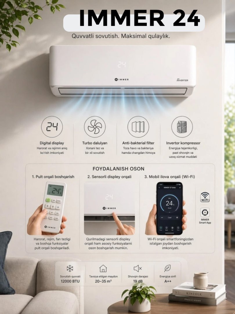 IMMER AERO 24 — ultra kuchli 24K inverter konditsioner (katta zal va biznes uchun) H79