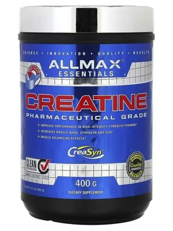 AllMax Essentials Creatine 400g (Pharmaceutical Grade) — Mushak o'sishi, yuqori kuch va energiya uchun farmatsevtik sifatli toza kreatin!   17368