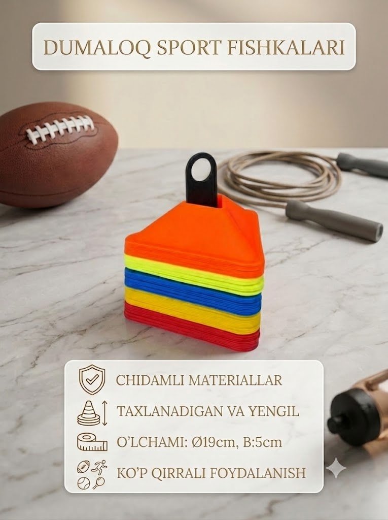 Professional uchburchak sport markeri (fishka) – Maydonni belgilash uchun samarali inventar   16869