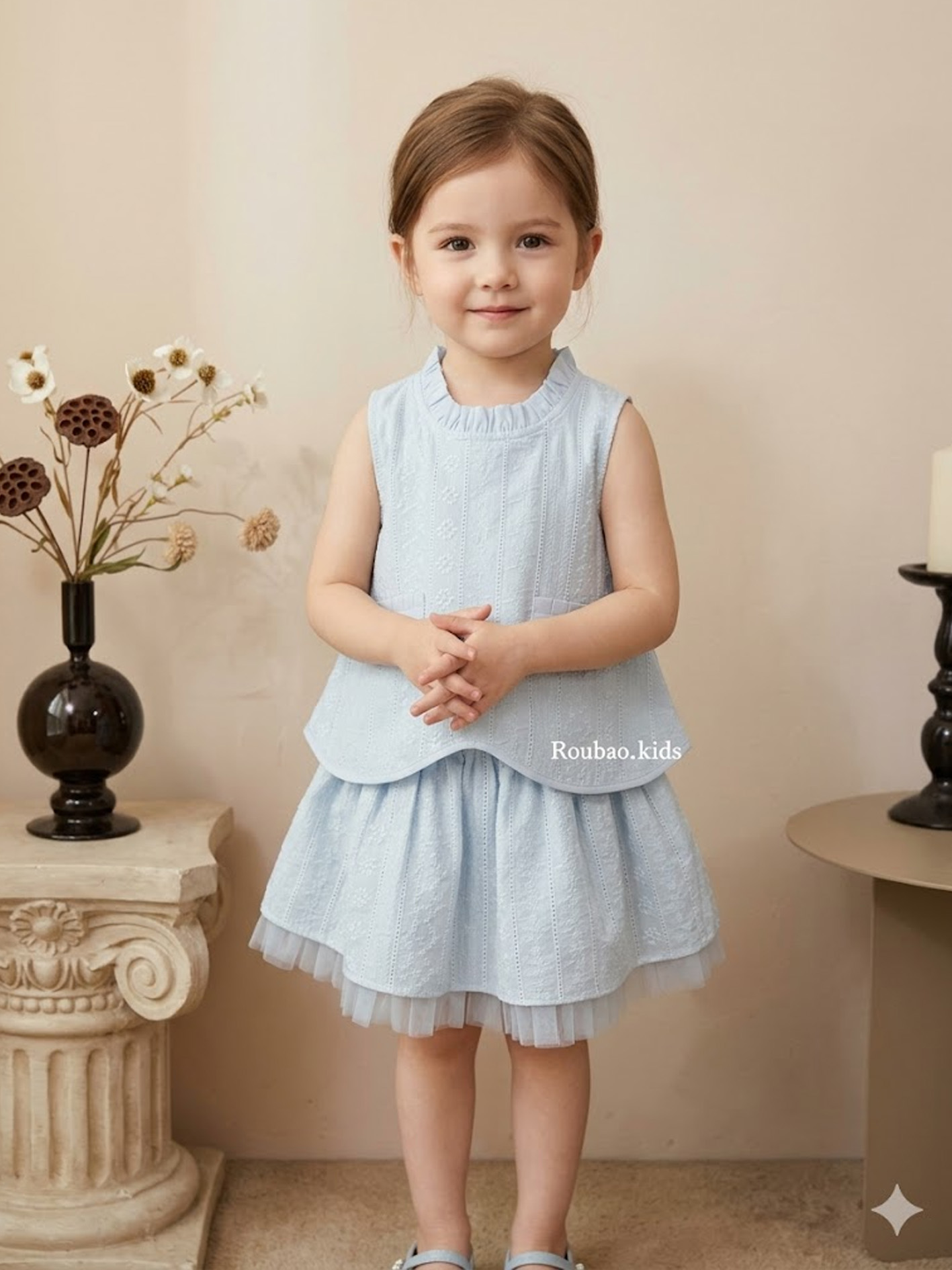 QIZLAR UCHUN NARXLIK YOZGI KOSTYUM (BLUZA + YUBKA) b0q1b731d
