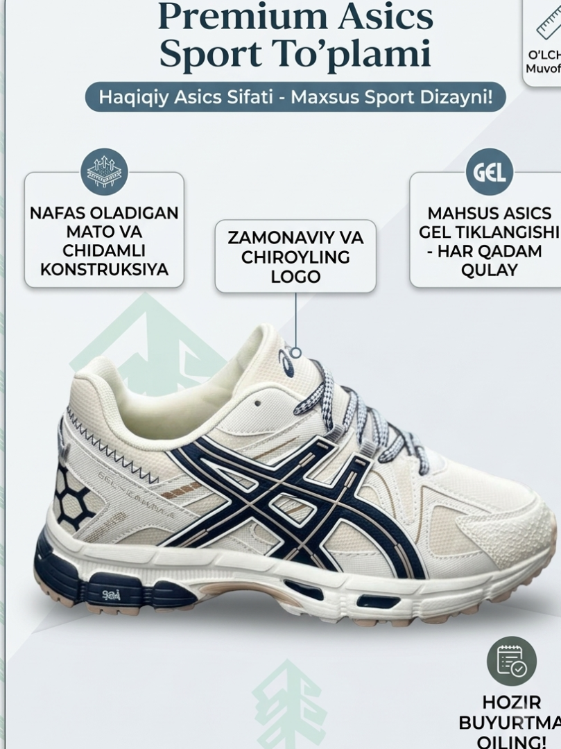 Erkaklar uchun sport krossovka Asics Style | Kundalik yugurish va fitnes uchun krossovka (Made in China, Razmer: 39–43)  18844  b.0q.2b.703d