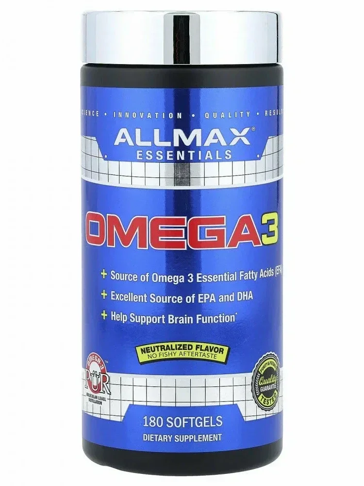 Yurak, miya va umumiy salomatlik uchun premium darajadagi ALLMAX Essentials Omega 3 (180 kapsula)!  18318