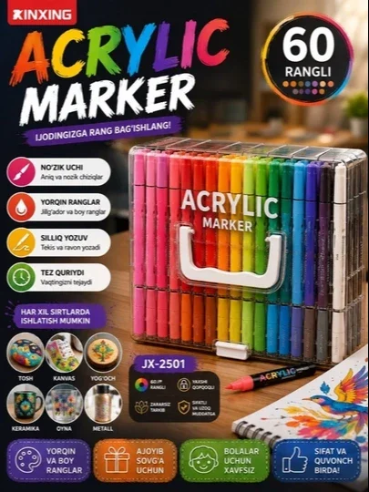Acrylic Marker XINGXING JX-2501 — akril marker (60 xil ranglar)