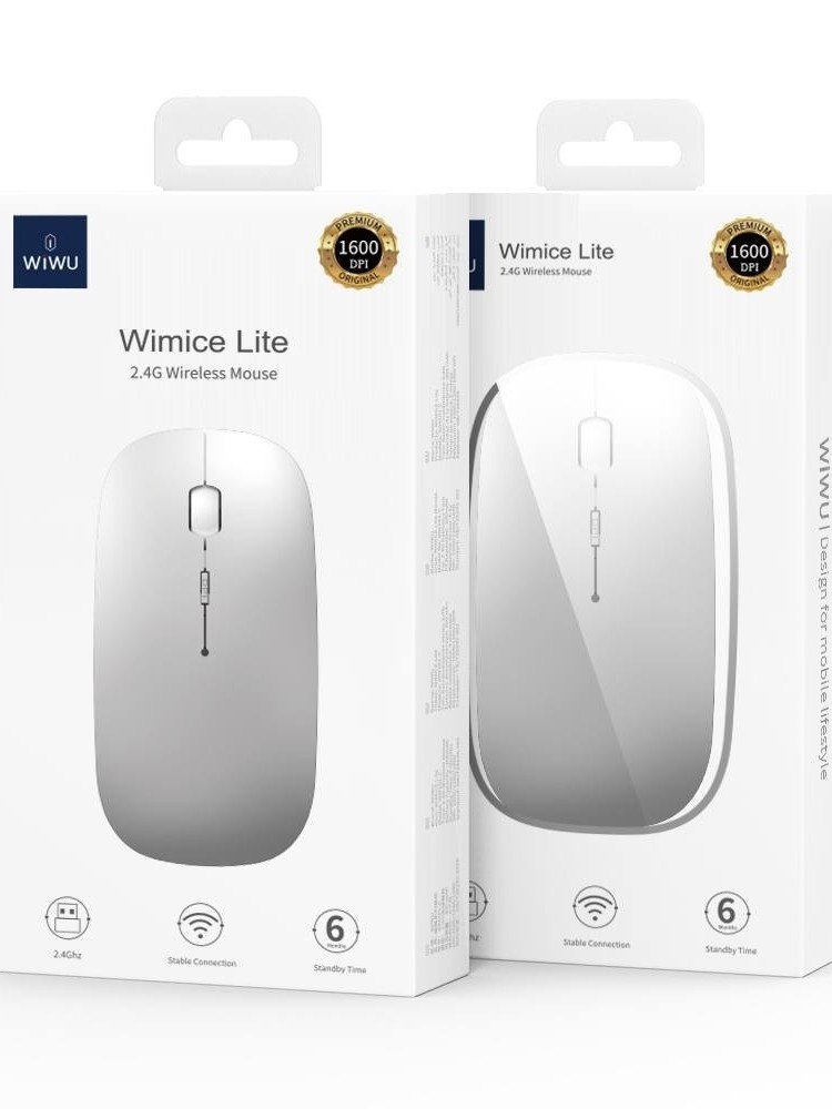 WiWU WiMICE Lite WM101-C simsiz kompyuter sichqonchasi, 2.4 GHz / Bluetooth, 800–1600 DPI