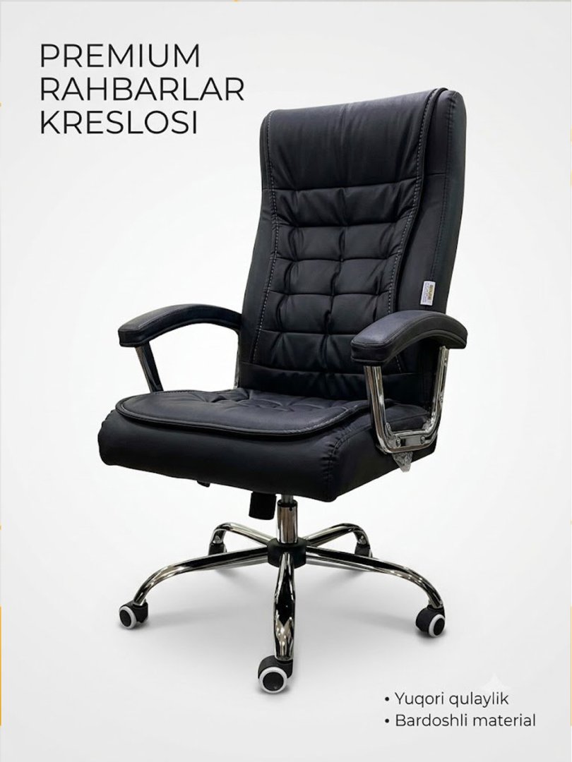ChairMan 812 — Rahbar kreslo, Eko-teri, Bosh tayanch, Xrom, Siltanish mexanizmi, Qora  14686