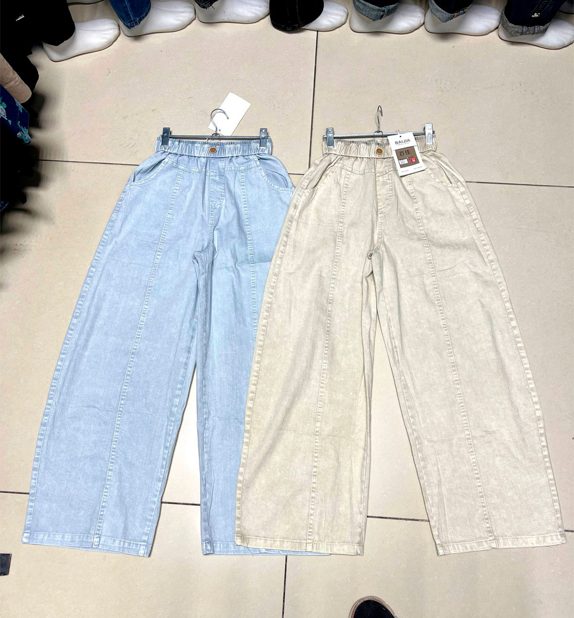 Shim Jinsi Valeri Keng Wide Leg Baggy, Burchakli Chiziqlar Bilan b9q1b185d