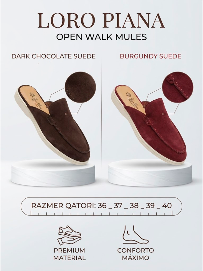 Loro Piana Open Walk Mules – Premium zamshdan tayyorlangan qulay myulilar  17271