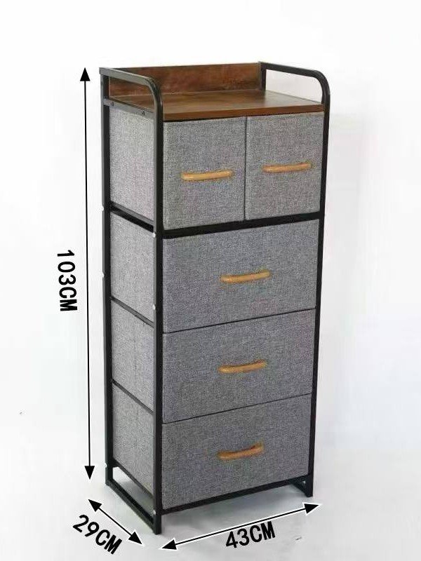 Loft uslubidagi 5 ta tortmali matoli baland komod — ixcham va sigʻimli organayzer (43x29x103 sm)  18770   c.2q.23d