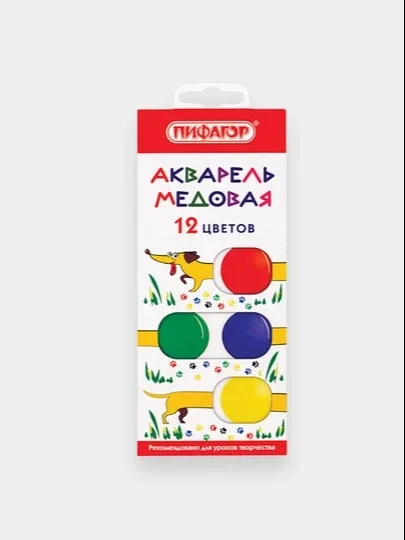 Asalli akvarel bo‘yoqlar 12 rangli PIFAGOR "QUVNOQ TAKSA," 192007