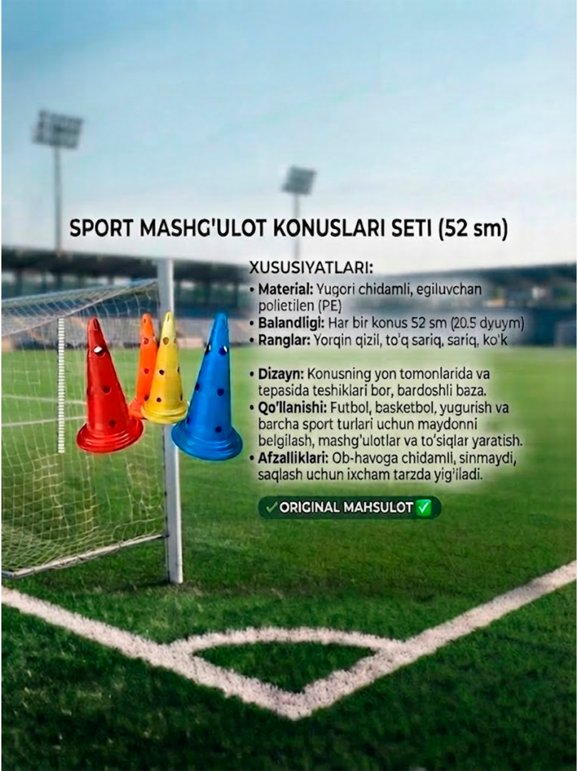 Professional Sport Mashg'ulot Konusi – Futbol va Fitness uchun (52 sm)  16886