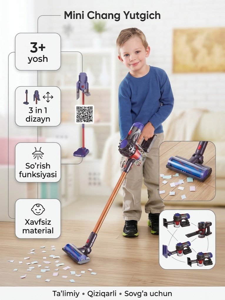 "Chang yutgich" bolalar o'yinchog'i - 3-in-1 Deluxe to'plam, ishlaydigan so'rish funksiyasi bilan    g103d   17418