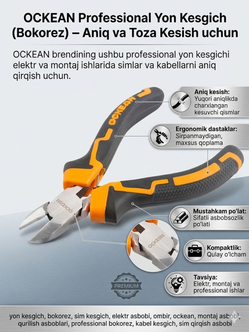 OCKEAN Professional Yon Kesgich (Bokorez) – Aniq va Toza Kesish uchun   15288