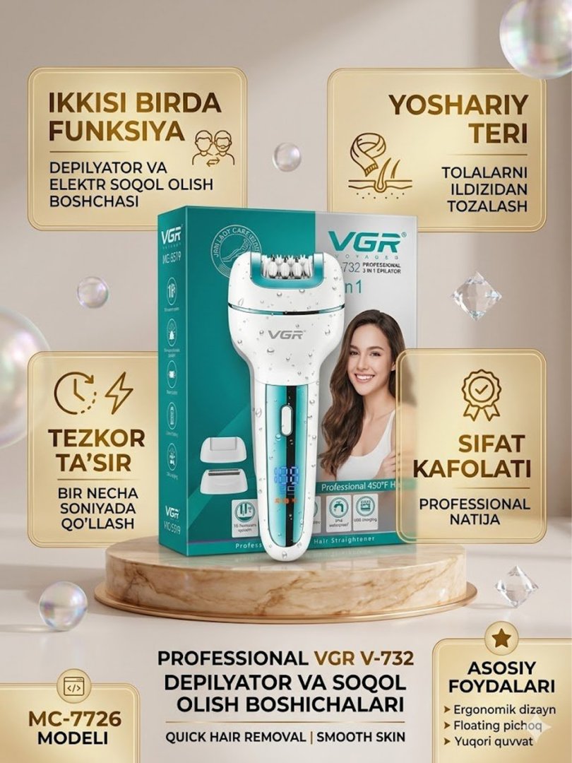 VGR V-732 3IN1 EPILATOR (DEPILATOR) b1q2b703/7d