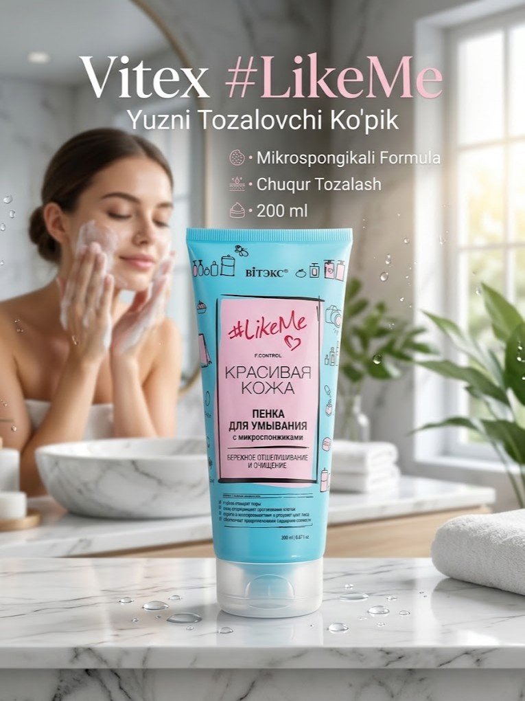 Yuz terisini tozalash uchun ko'pik — mikrospongikali, "Vitex #LikeMe" seriyasidan   b0q690d