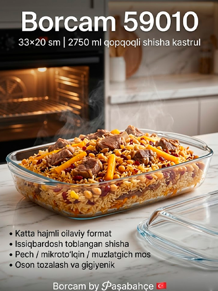 Borcam 59010 — Qopqoqli To'g'riburchak Shisha Qozon (2750 ml) Borcam 59010 — Қопқоқли Тўғрибурчак Шиша Қозон (2750 мл) c1q707d