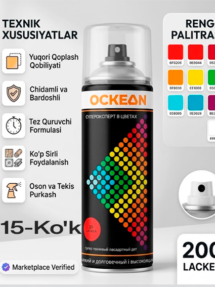 OCKEAN 15-Ko'k (Blue) 100014 professional ayrazol bo'yog'i  15101