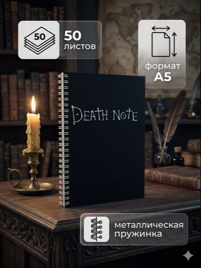 Death Note “O‘lim daftari” kult bloknoti, 50 varaq, temir prujinali