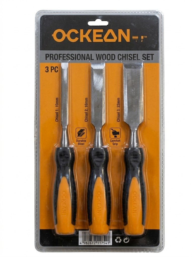 OCKEAN Professional Yog‘och uchun Stameskalar To‘plami (3 dona, Wood Chisel Set)  16065