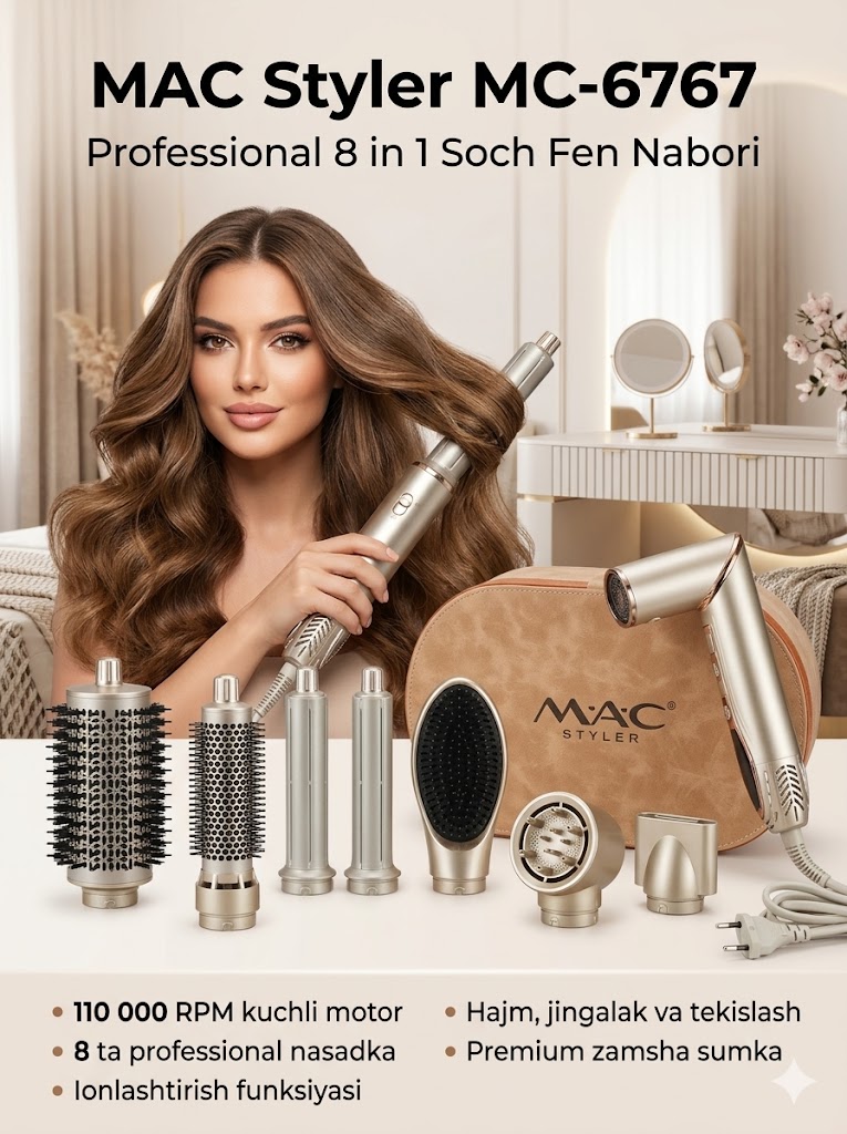 MAC Styler MC-6767 — Professional 8 in 1 Soch Fen Nabori al