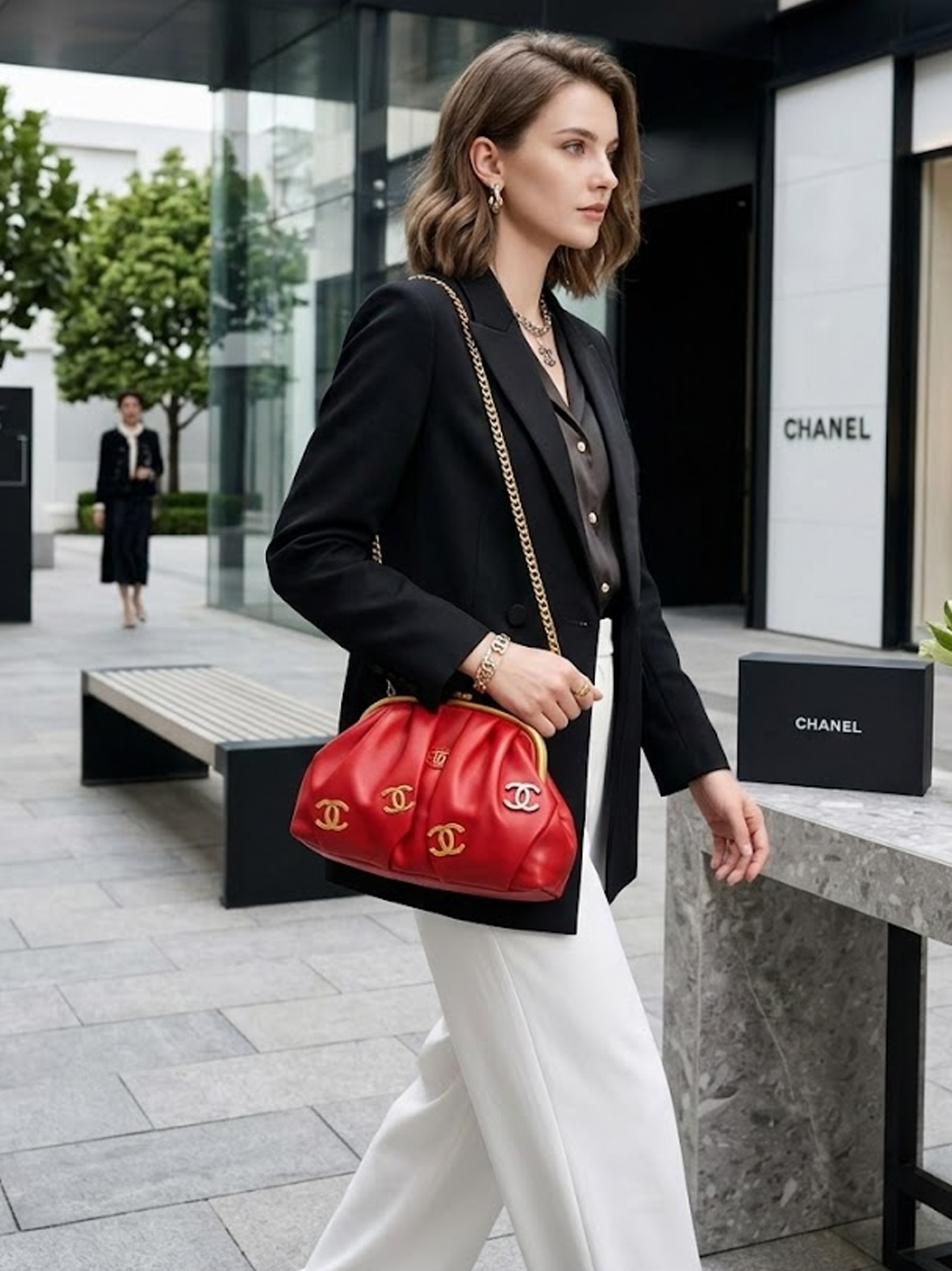 Ayollar uchun Chanel sumkasi, yelka uchun o‘lchami 30 × 18 sm b2q0b703/7d
