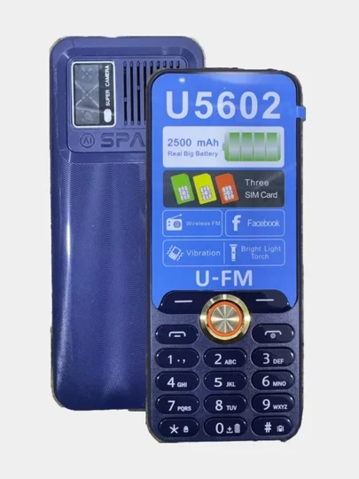 U-FM Mobile U5602 — uzoq ishlovchi batareya, qulay tugmalar va mustahkam korpusga ega bo‘lgan ishonchli tugmali mobil telefon  16292