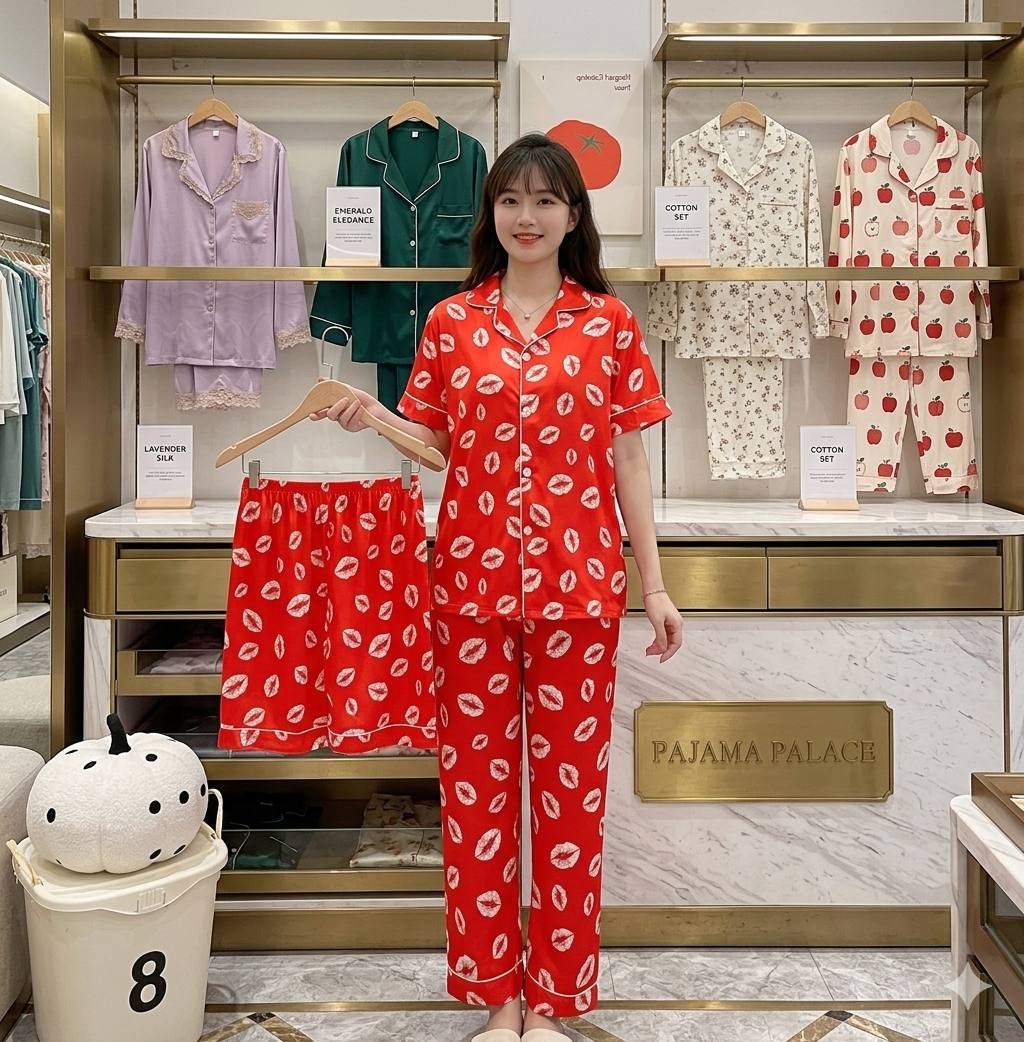 AYOLLAR UCHUN 3 QISMLIK PIJAMA – MAYKA, SHORTIK VA BRYUKI “LAB” a8q5d