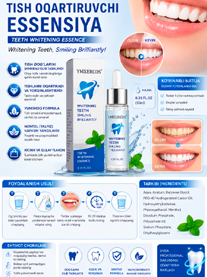 YMXERCOS — Tish Oqartiruvchi Essensiya (Teeth Whitening Essence), 0.35 FL.OZ     16811