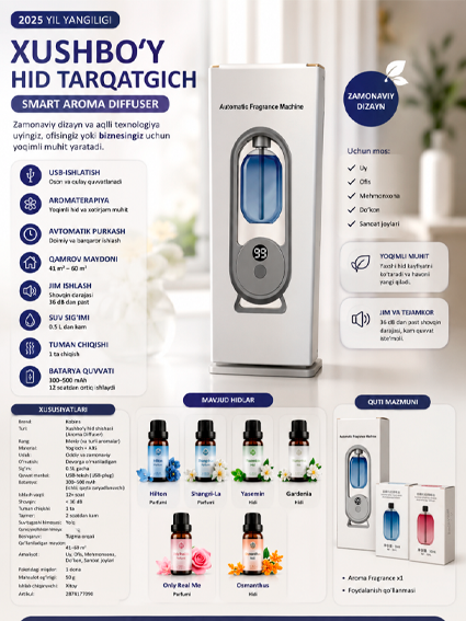 🌬 KOBINY — SMART AROMA DIFFUZOR (AVTOMATIK XUSHBO‘Y HID TARQATUVCHI) al