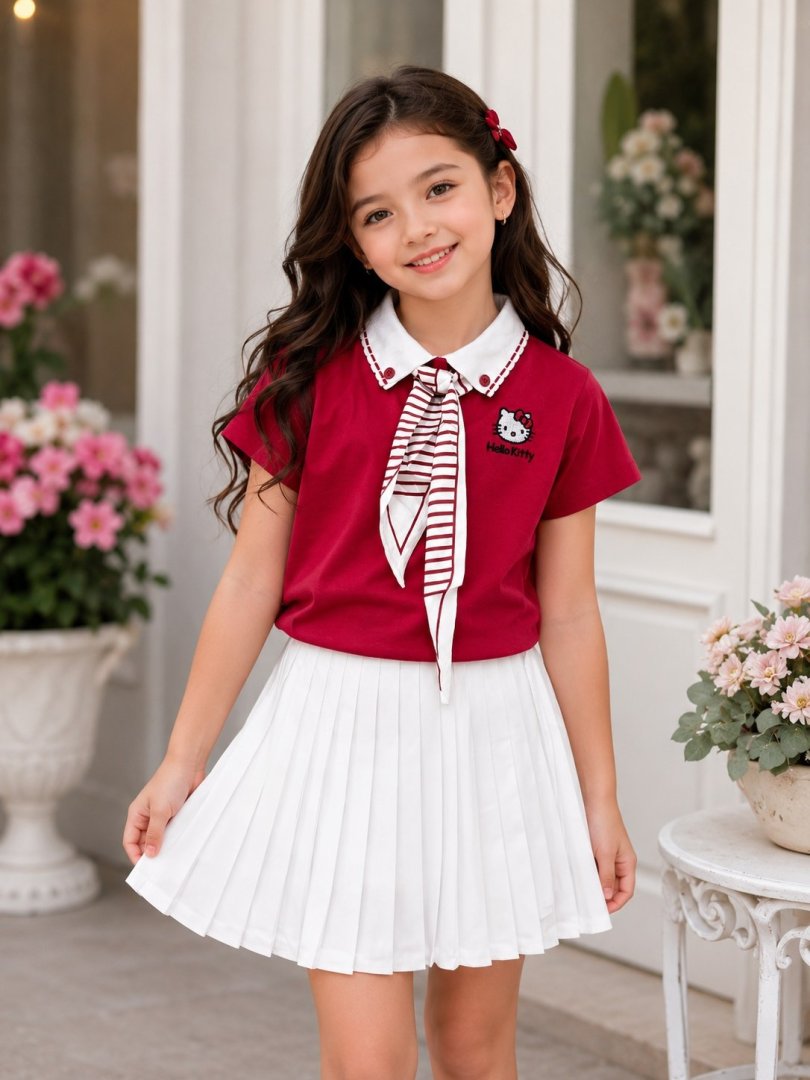 Qiz bolalar uchun yubkali Hello Kitty kostyumib.11q.483d  15578