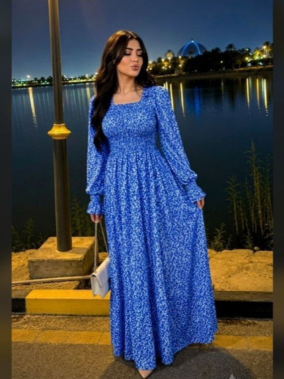 Mayda gulli princessa uslubidagi uzun libos    b10q472/1d   18109